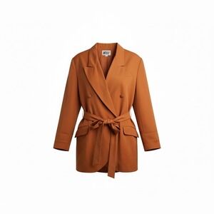 Morgan Miller Women's Camel Double Breasted Belted Blazer Retro Inspired Size 18